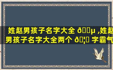 姓赵男孩子名字大全 🌵 ,姓赵男孩子名字大全两个 🦟 字霸气